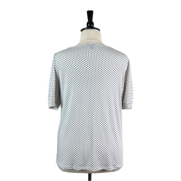 Ann Taylor Women’s Top Blouse Short Sleeves White Black Polka Dot Size XL - Picture 4 of 11